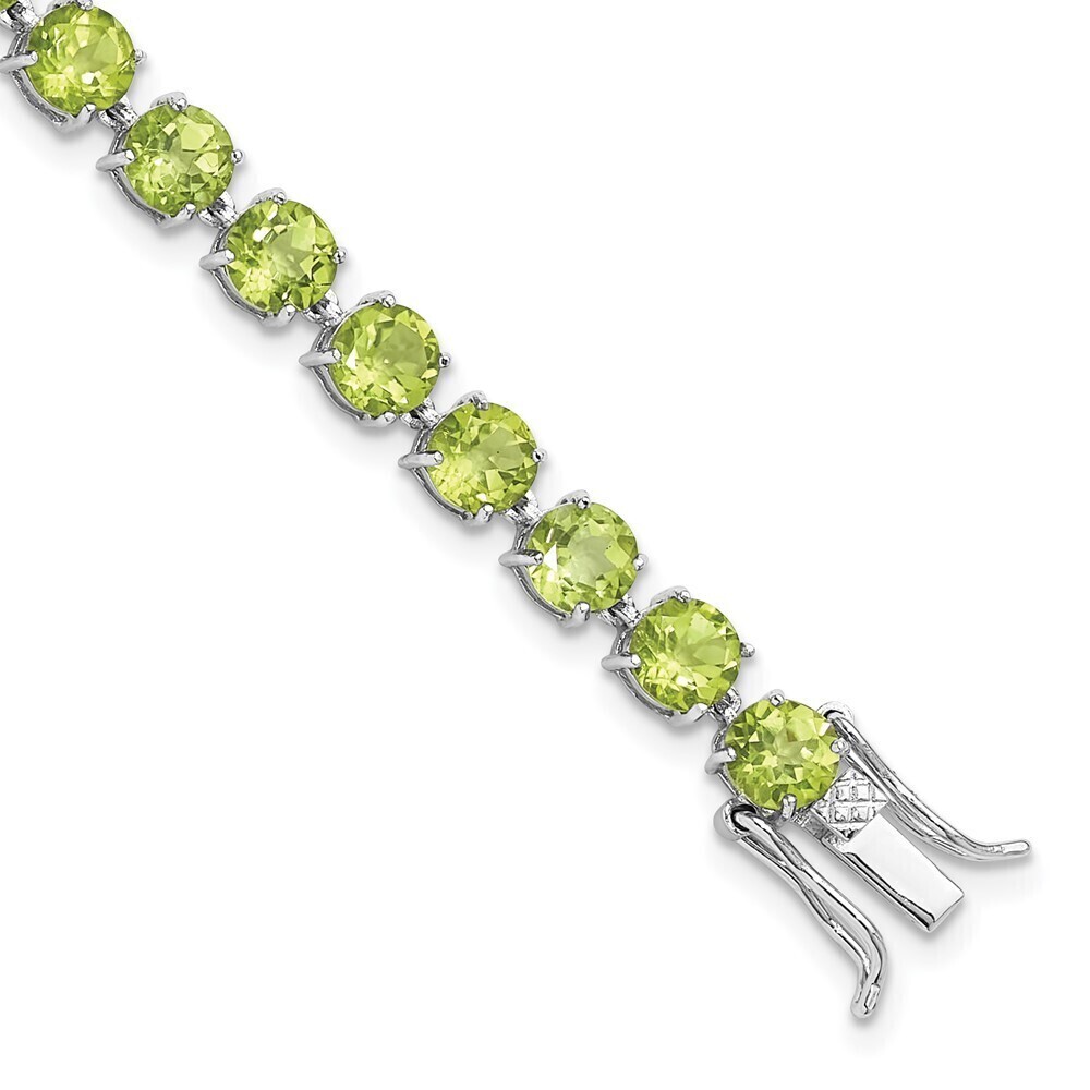 Kazi Luxury Sterling Silver Rhodium-plated 5mm 16.74PE Peridot Bracelet